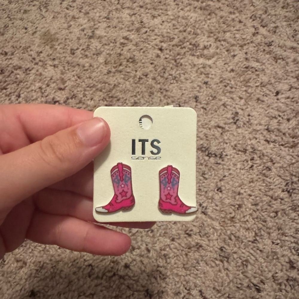 Pink Cowboy Boot Earrings